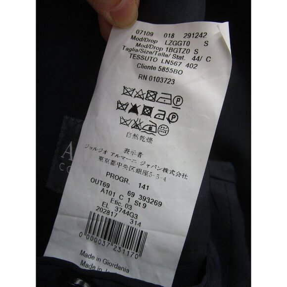 Armani Collezioni Sport Coat 44 Navy Wool Blazer Jacket 2 Button Preppy - Picture 11 of 13